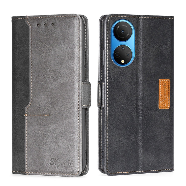 For Honor X7 4G Contrast Color Side Buckle Leather Phone Case