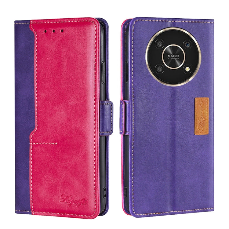 For Honor X30 Contrast Color Side Buckle Leather Phone Case