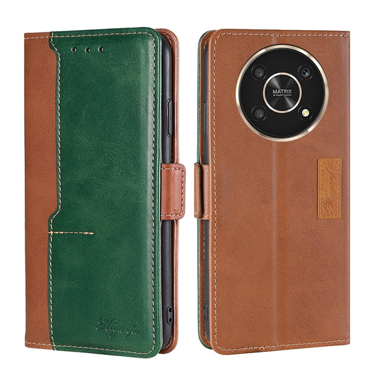 For Honor X30 Contrast Color Side Buckle Leather Phone Case