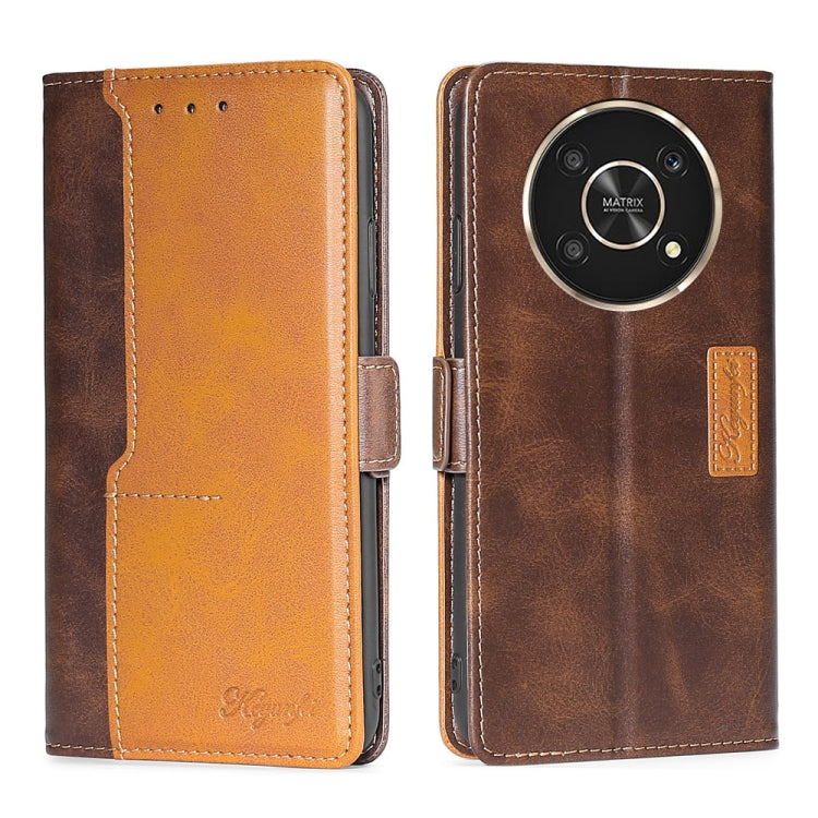 For Honor X30 Contrast Color Side Buckle Leather Phone Case