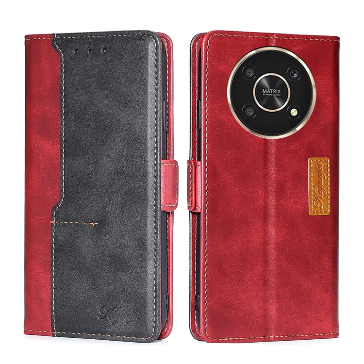 For Honor X30 Contrast Color Side Buckle Leather Phone Case