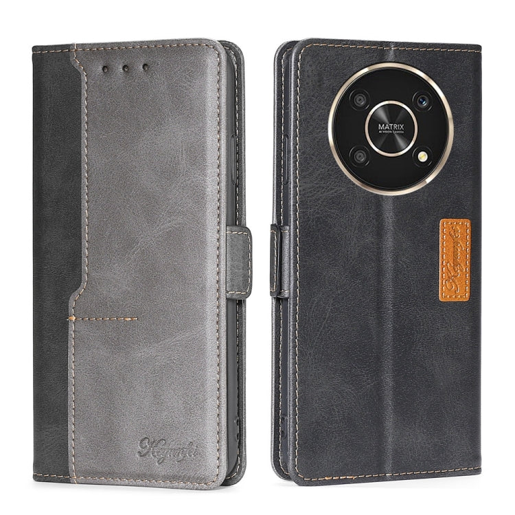 For Honor X30 Contrast Color Side Buckle Leather Phone Case