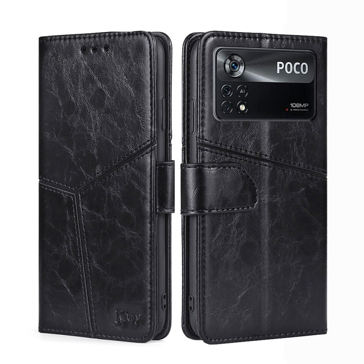 For Xiaomi Poco X4 Pro 5G Geometric Stitching Horizontal Flip Leather Phone Case