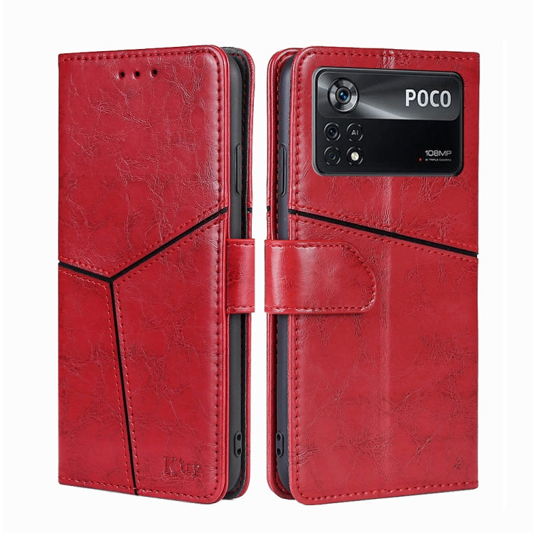For Xiaomi Poco X4 Pro 5G Geometric Stitching Horizontal Flip Leather Phone Case