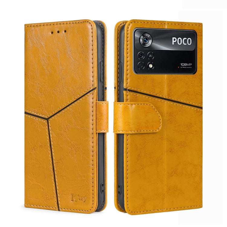 For Xiaomi Poco X4 Pro 5G Geometric Stitching Horizontal Flip Leather Phone Case