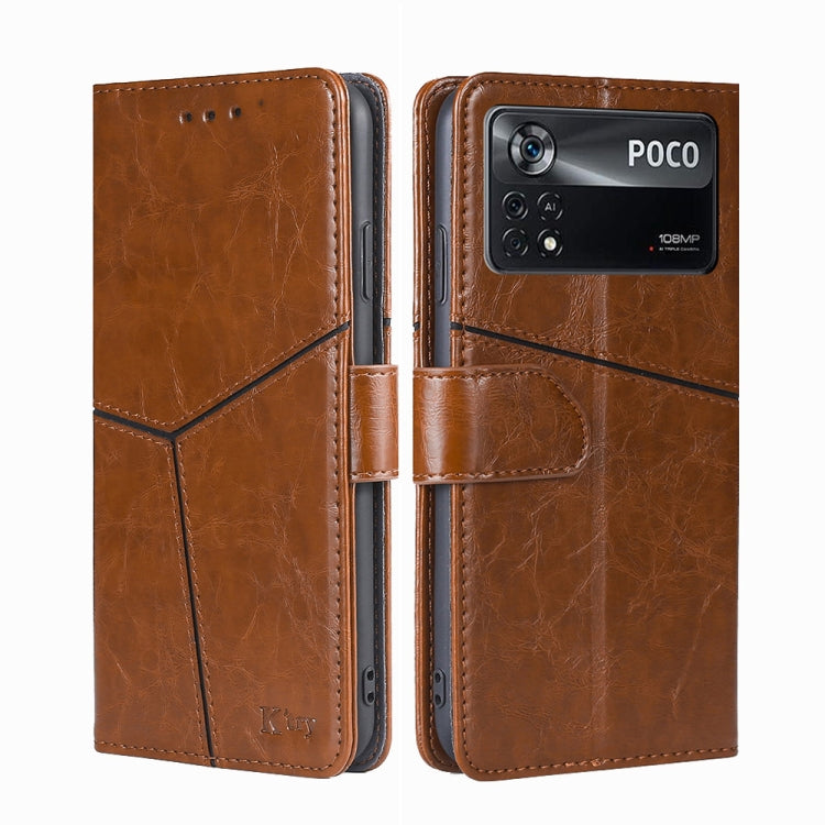 For Xiaomi Poco X4 Pro 5G Geometric Stitching Horizontal Flip Leather Phone Case