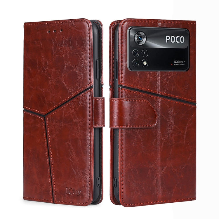 For Xiaomi Poco X4 Pro 5G Geometric Stitching Horizontal Flip Leather Phone Case