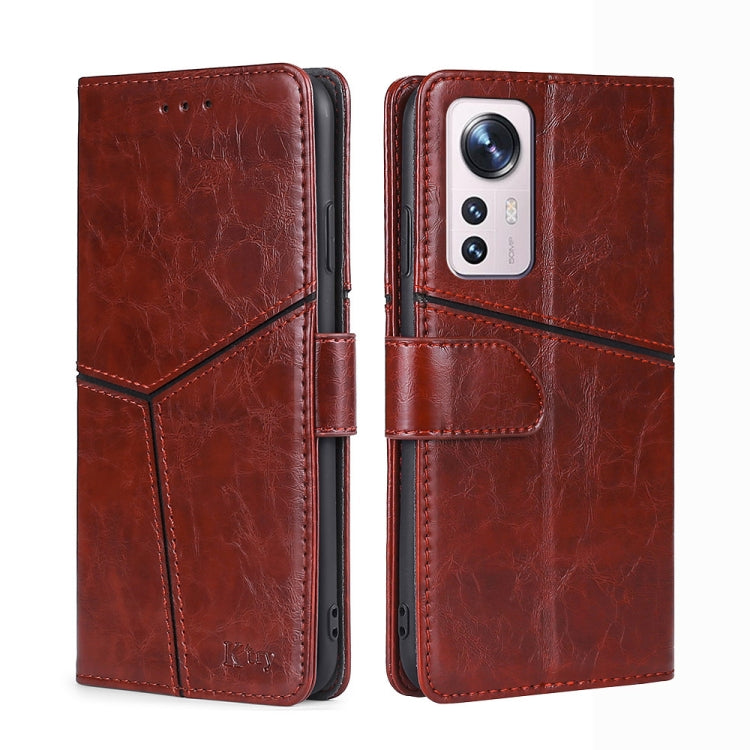 For Xiaomi 12 Pro Geometric Stitching Horizontal Flip Leather Phone Case