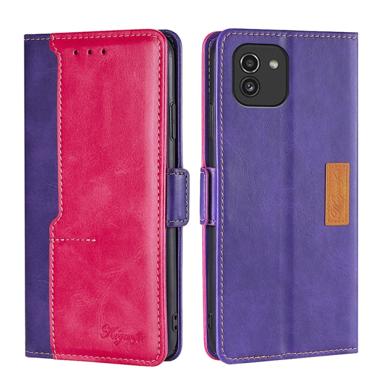 For Samsung Galaxy A03 EU Edition 166mm Contrast Color Side Buckle Leather Phone Case