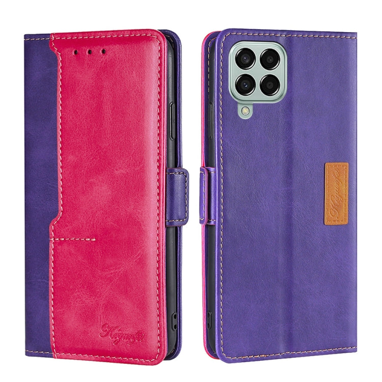 For Samsung Galaxy M33 5G Contrast Color Side Buckle Leather Phone Case