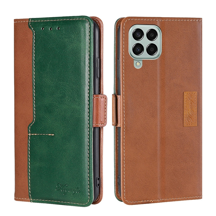 For Samsung Galaxy M33 5G Contrast Color Side Buckle Leather Phone Case