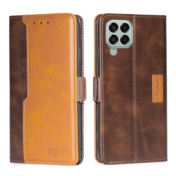 For Samsung Galaxy M33 5G Contrast Color Side Buckle Leather Phone Case