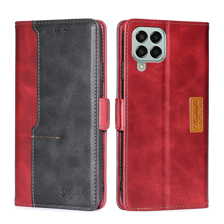 For Samsung Galaxy M33 5G Contrast Color Side Buckle Leather Phone Case