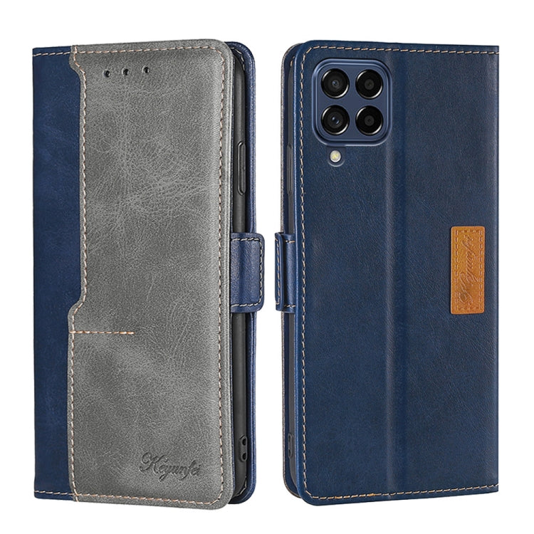 For Samsung Galaxy M53 5G Contrast Color Side Buckle Leather Phone Case