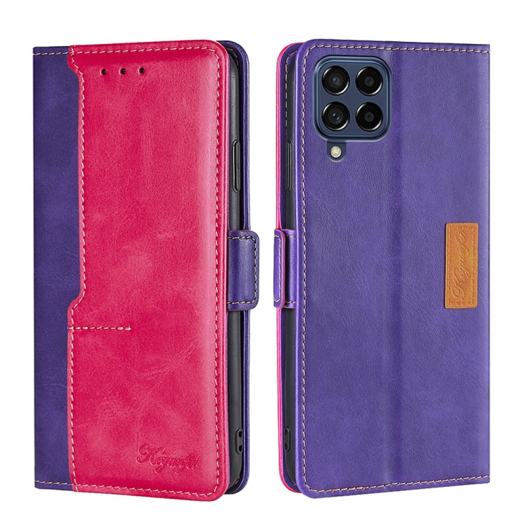 For Samsung Galaxy M53 5G Contrast Color Side Buckle Leather Phone Case