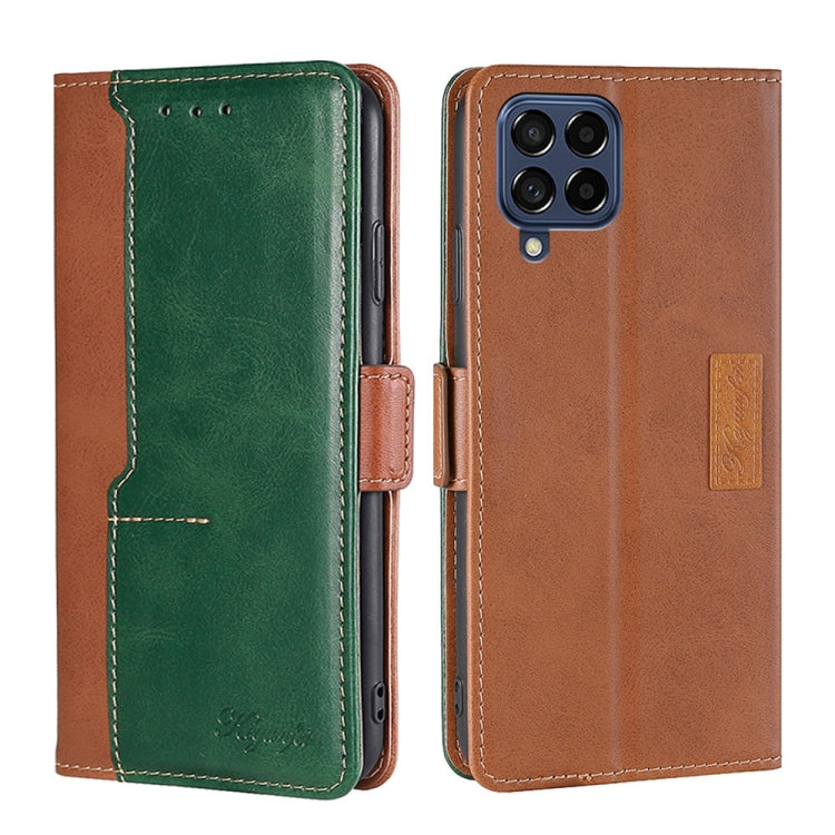 For Samsung Galaxy M53 5G Contrast Color Side Buckle Leather Phone Case