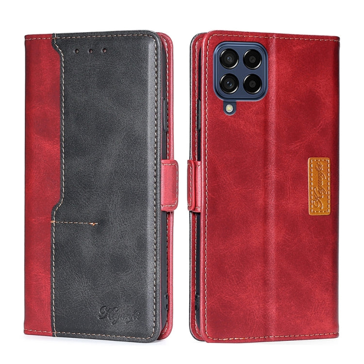 For Samsung Galaxy M53 5G Contrast Color Side Buckle Leather Phone Case