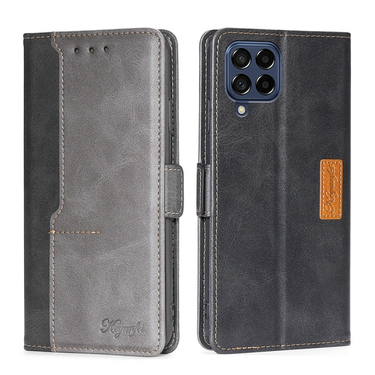 For Samsung Galaxy M53 5G Contrast Color Side Buckle Leather Phone Case