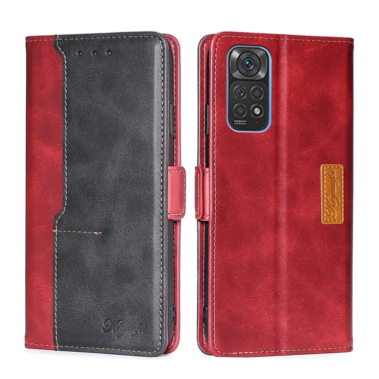For Xiaomi Redmi Note 11 4G Global/Redmi Note 11S Contrast Color Side Buckle Leather Phone Case