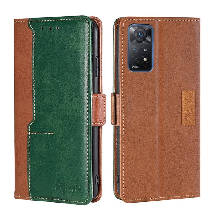 For Xiaomi Redmi Note 11 Pro 4G/Redmi Note 11 Pro 5G Global Contrast Color Side Buckle Leather Phone Case
