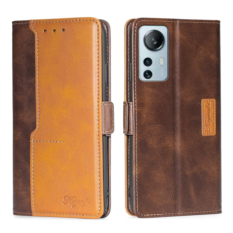 For Xiaomi 12 Lite Contrast Color Side Buckle Leather Phone Case