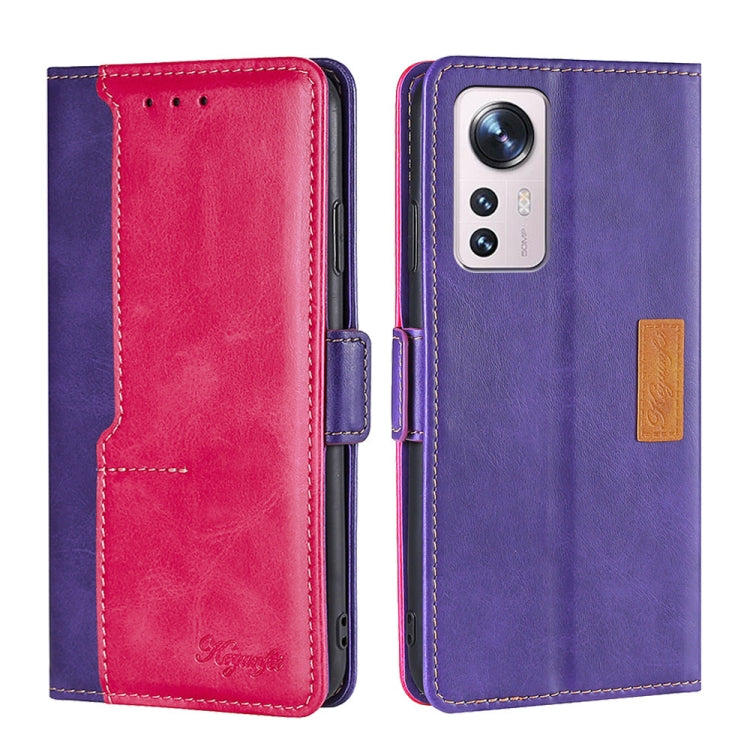 For Xiaomi 12 Pro Contrast Color Side Buckle Leather Phone Case