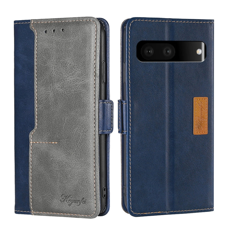 For Google Pixel 7 5G Contrast Color Side Buckle Leather Phone Case
