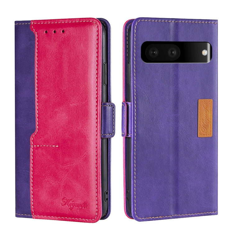For Google Pixel 7 5G Contrast Color Side Buckle Leather Phone Case