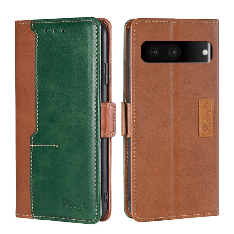 For Google Pixel 7 5G Contrast Color Side Buckle Leather Phone Case