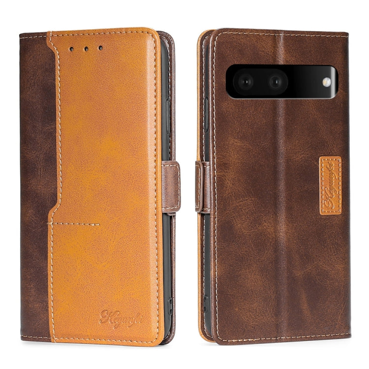 For Google Pixel 7 5G Contrast Color Side Buckle Leather Phone Case