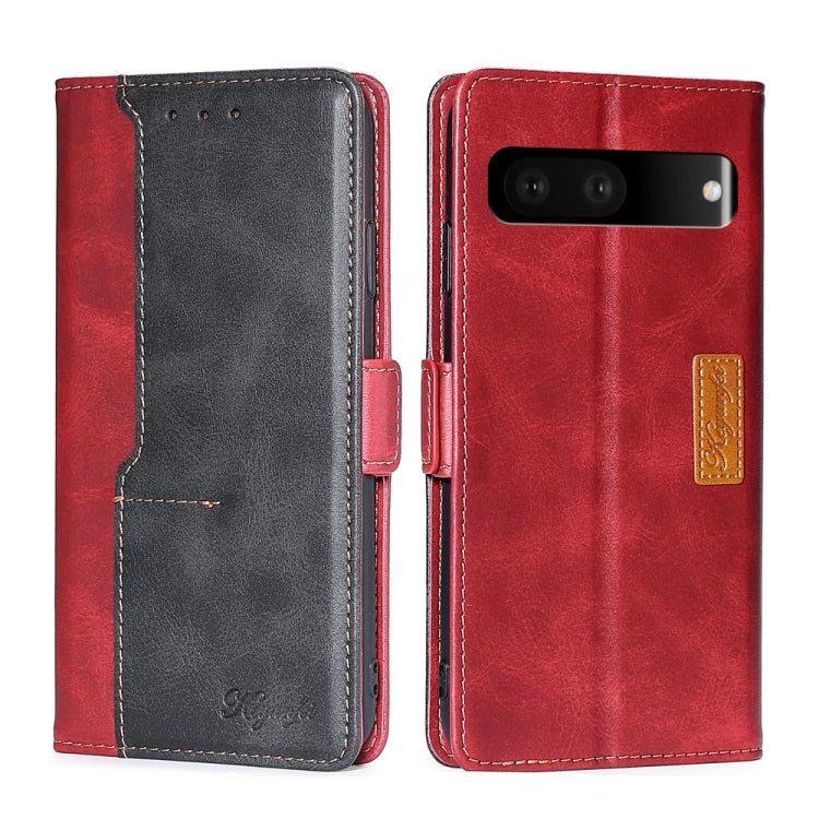 For Google Pixel 7 5G Contrast Color Side Buckle Leather Phone Case