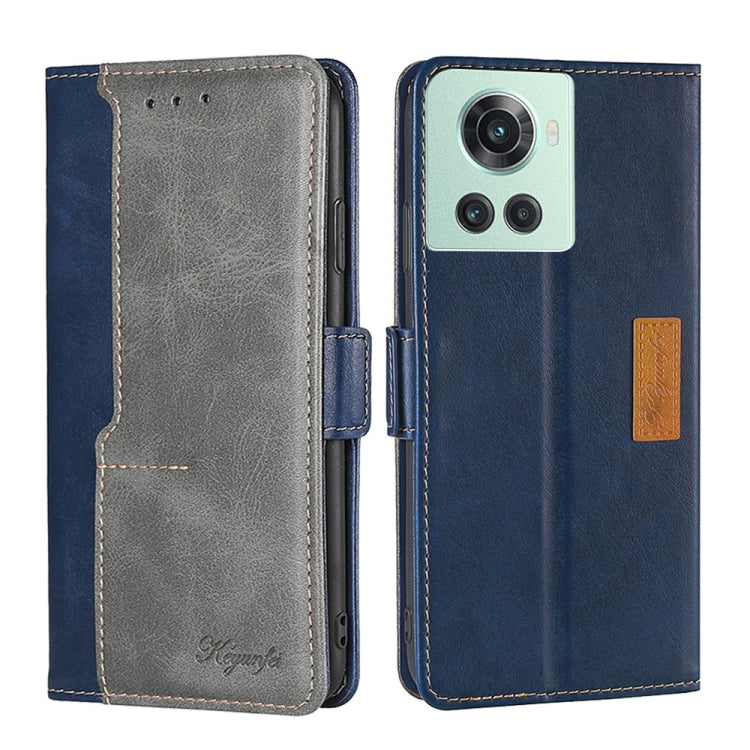 For OnePlus Ace/10R Contrast Color Side Buckle Leather Phone Case