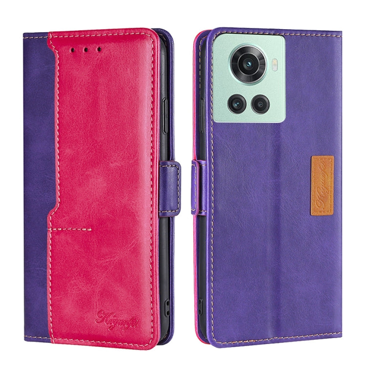 For OnePlus Ace/10R Contrast Color Side Buckle Leather Phone Case