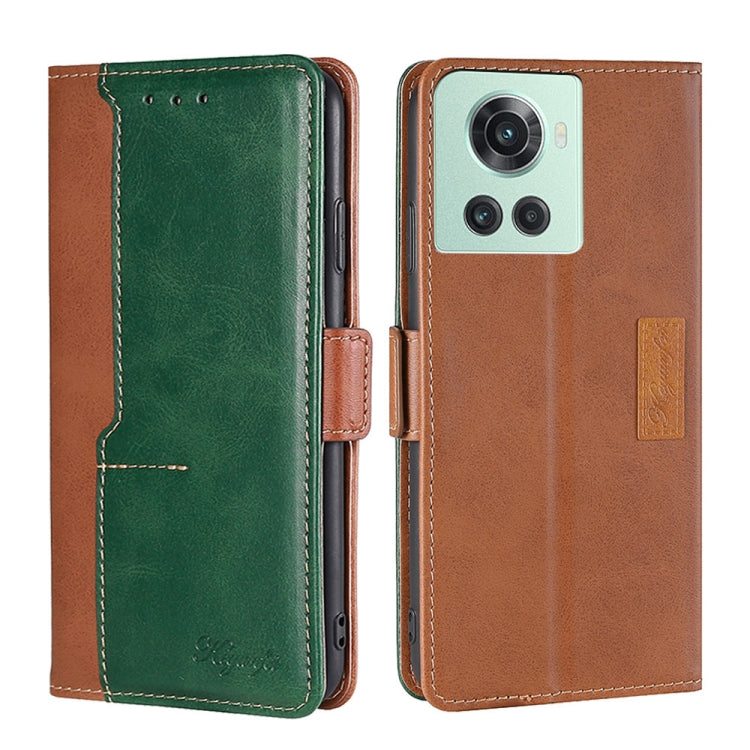 For OnePlus Ace/10R Contrast Color Side Buckle Leather Phone Case