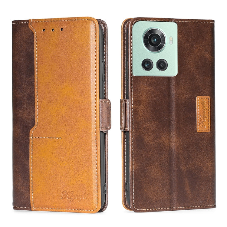 For OnePlus Ace/10R Contrast Color Side Buckle Leather Phone Case
