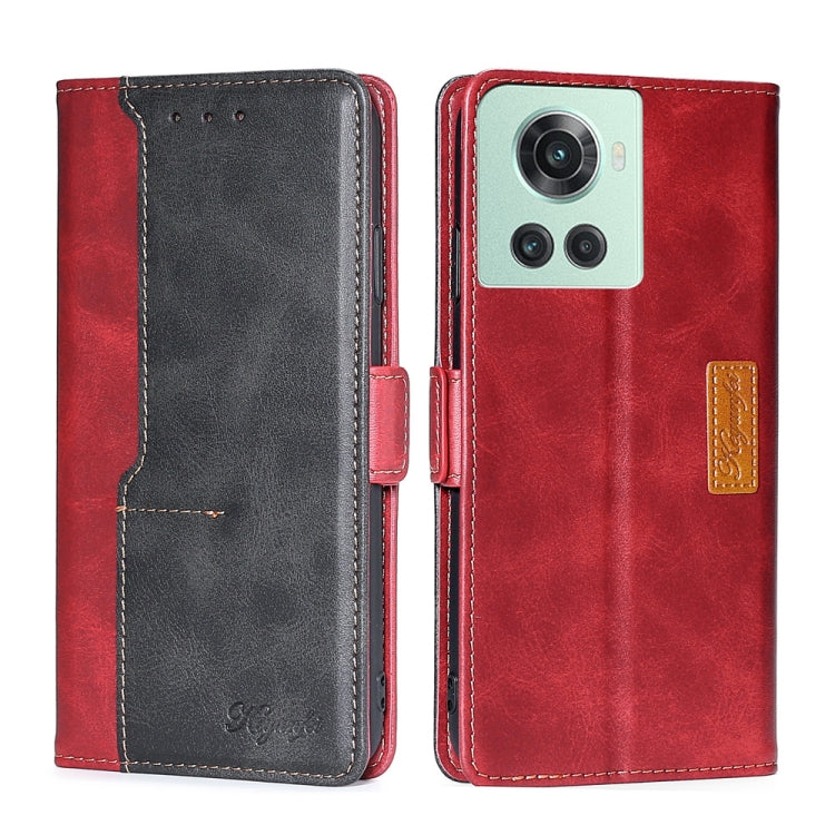 For OnePlus Ace/10R Contrast Color Side Buckle Leather Phone Case