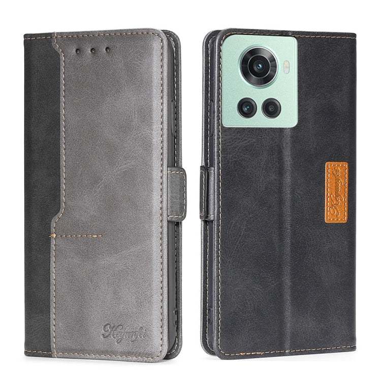 For OnePlus Ace/10R Contrast Color Side Buckle Leather Phone Case