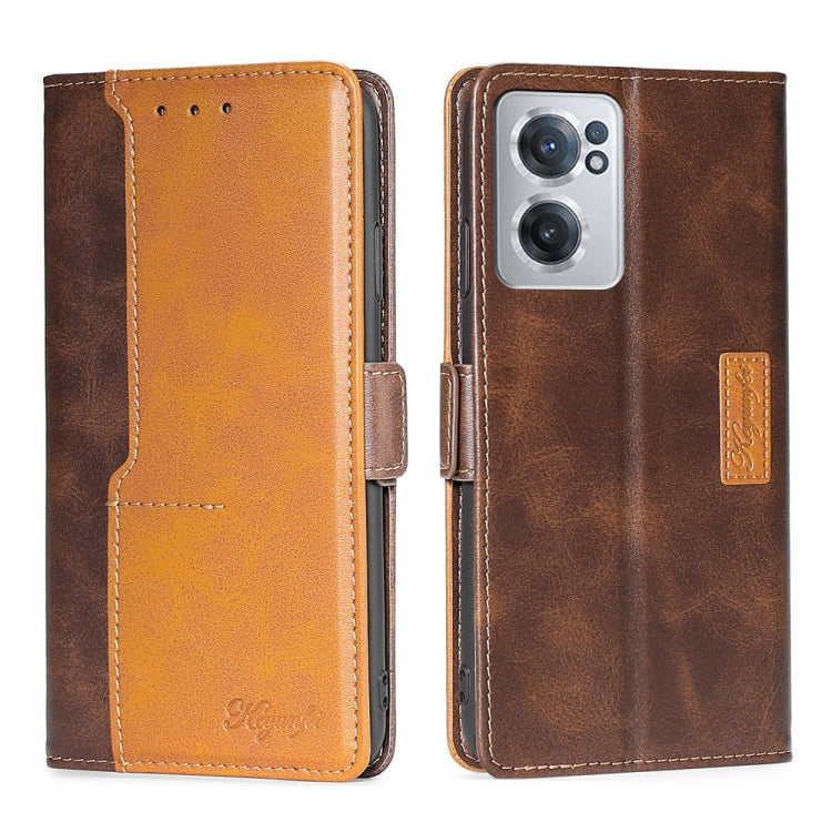 For OnePlus Nord CE 2 5G Contrast Color Side Buckle Leather Phone Case