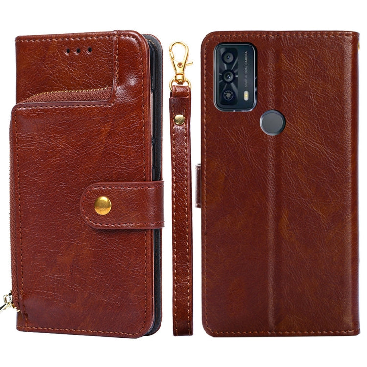 For TCL 20B Zipper Bag Leather Phone Case