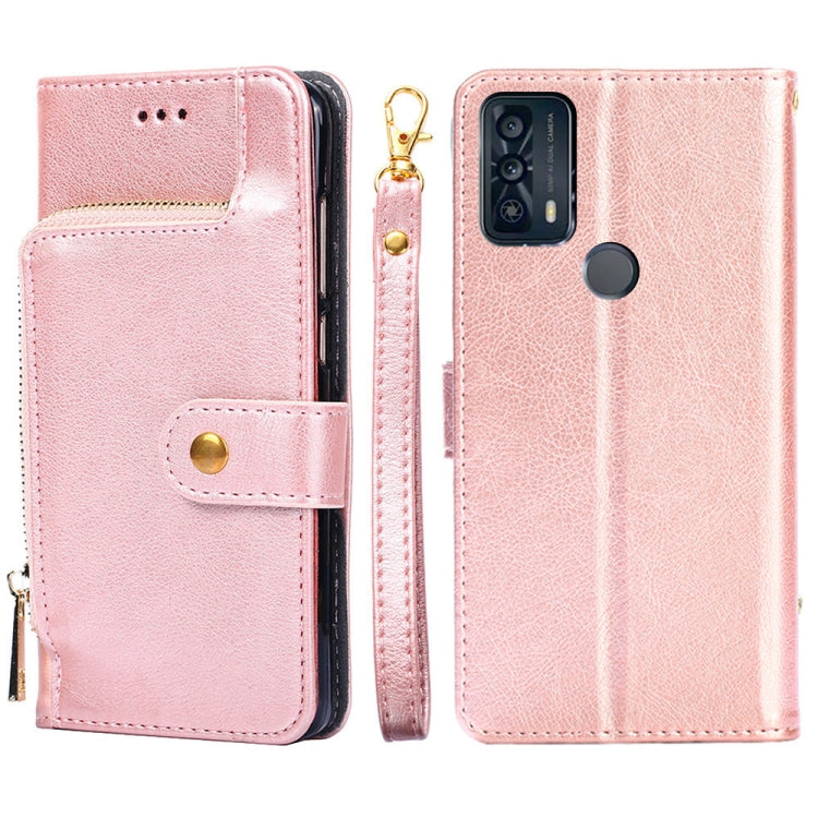 For TCL 20B Zipper Bag Leather Phone Case