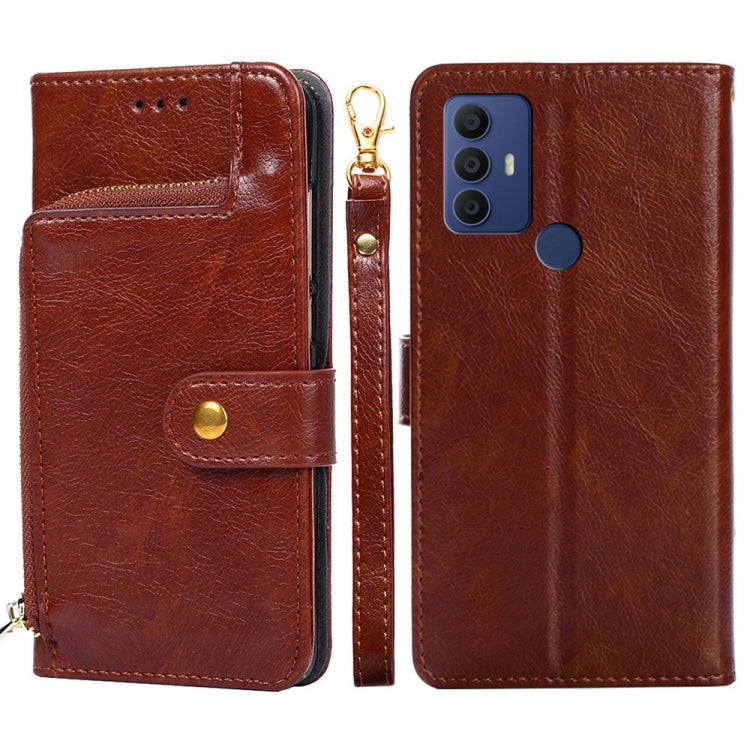 For TCL 30 SE/306/305/Sharp Aqous V6/Aqous V6 Plus Zipper Bag Leather Phone Case