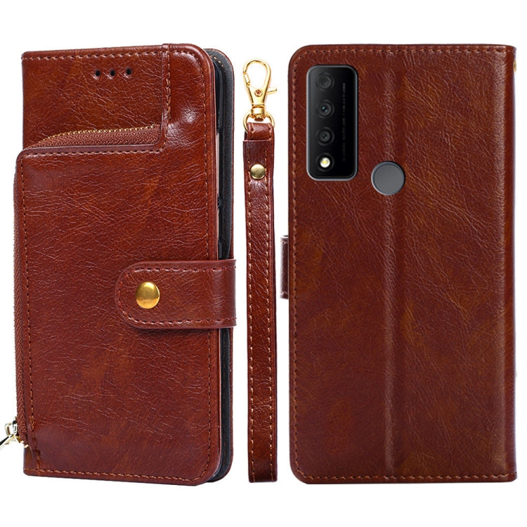 For TCL 30V 5G Zipper Bag Leather Phone Case