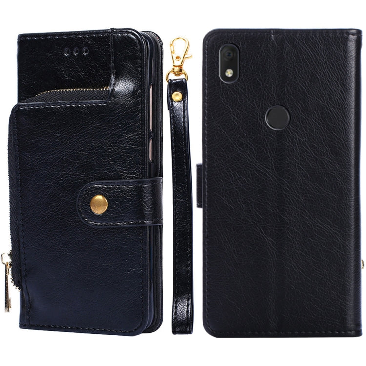 For alcatel  Axel/Lumos Zipper Bag Leather Phone Case