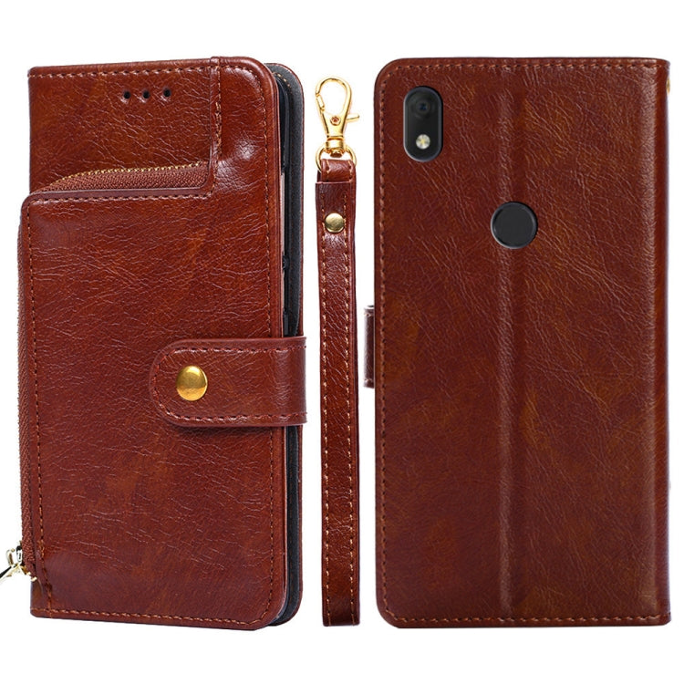 For alcatel  Axel/Lumos Zipper Bag Leather Phone Case