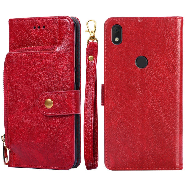 For alcatel  Axel/Lumos Zipper Bag Leather Phone Case