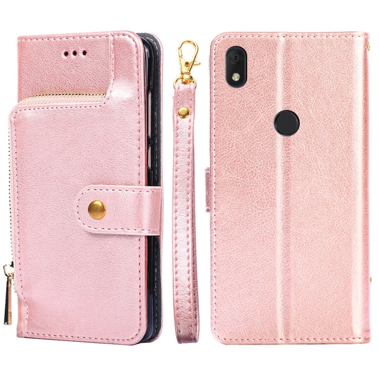 For alcatel  Axel/Lumos Zipper Bag Leather Phone Case