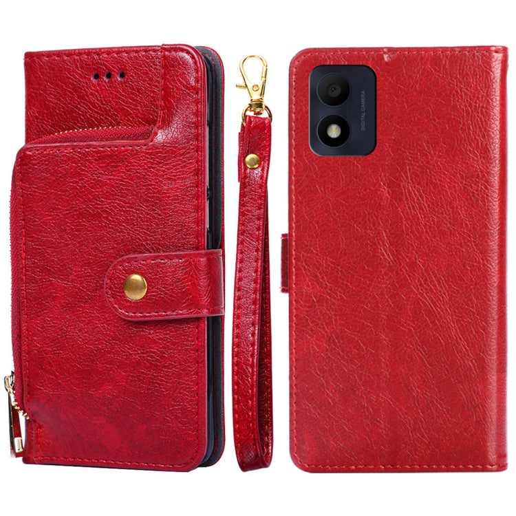 For alcatel 1B 2022 Zipper Bag Leather Phone Case