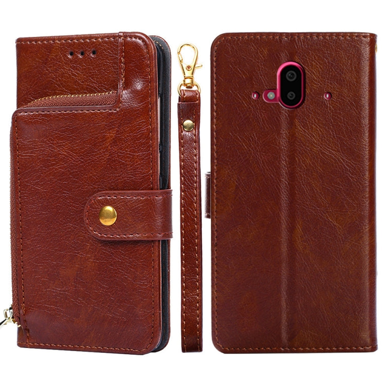 For Fujitsu Arrows F-52B Zipper Bag Leather Phone Case