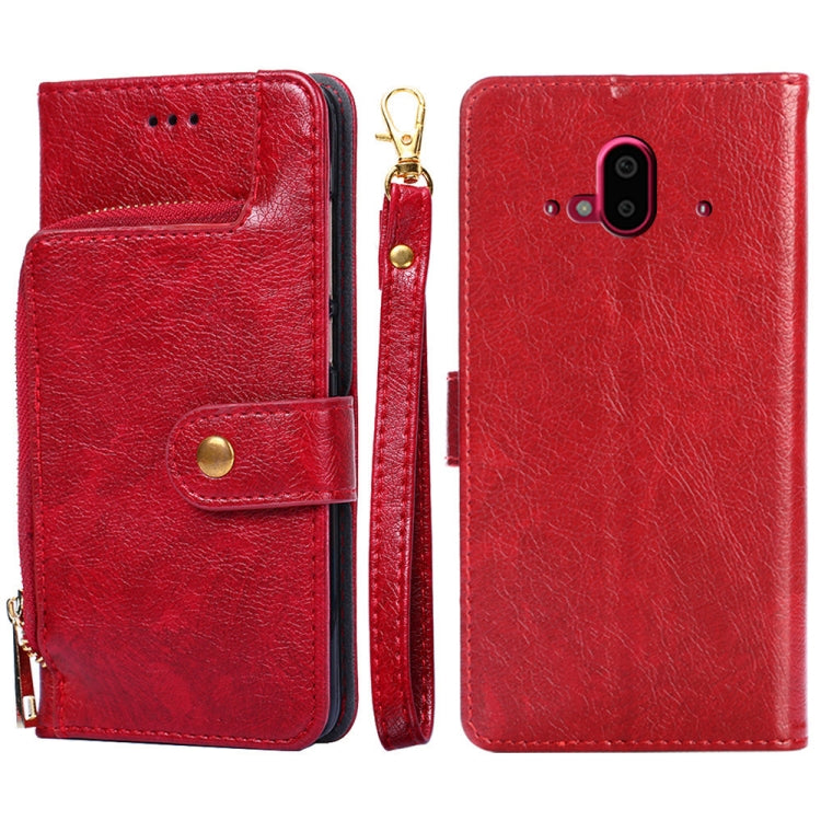 For Fujitsu Arrows F-52B Zipper Bag Leather Phone Case