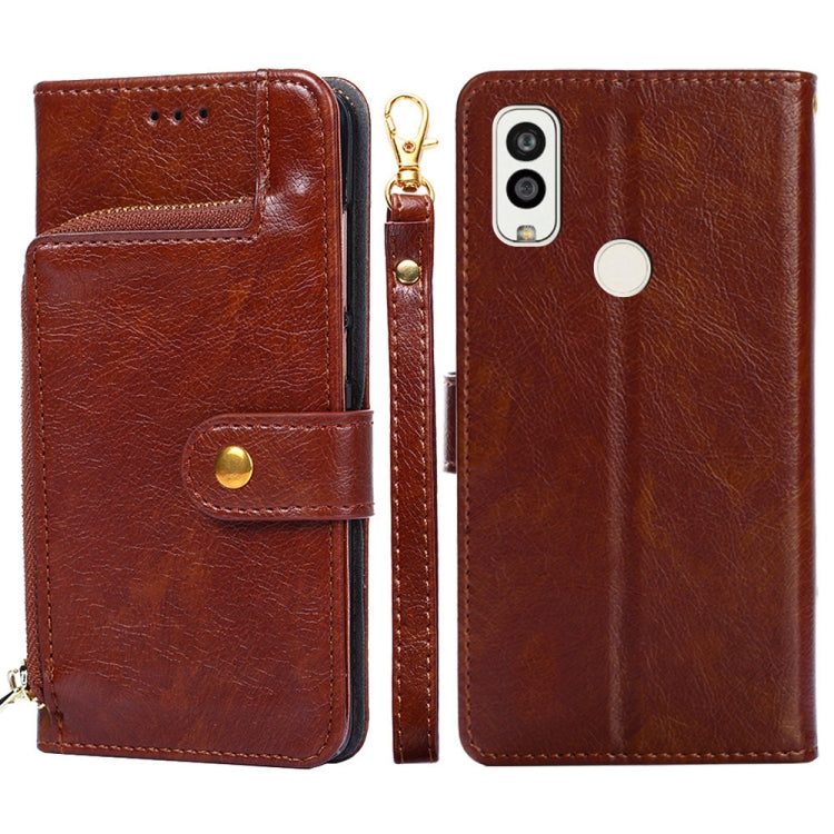 For Kyocera Android One S9 Zipper Bag Leather Phone Case
